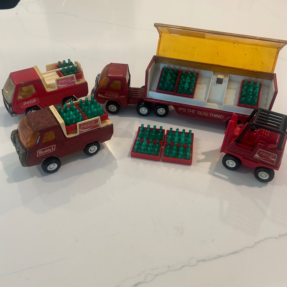 Buddy L Coca-Cola Delivery Truck Set Bottle Crates Red VTG Japan 70s Macau 80s